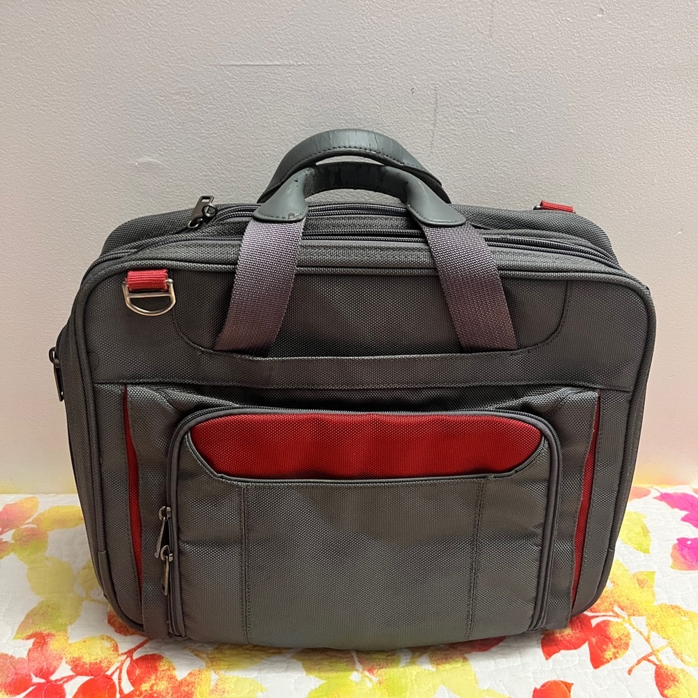 Gray and Red Men's Briefcase Laptop Bag
